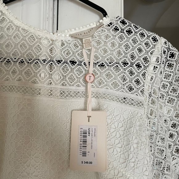 Ted Baker Allara Dress, White Lace Crewneck Dress, Ted Size 1, NWT - Picture 4 of 5
